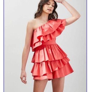 NWT DO+BE Ruffle Coral Romper